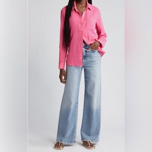 Rails Ellis “hibiscus” Long Sleeve Cotton Top